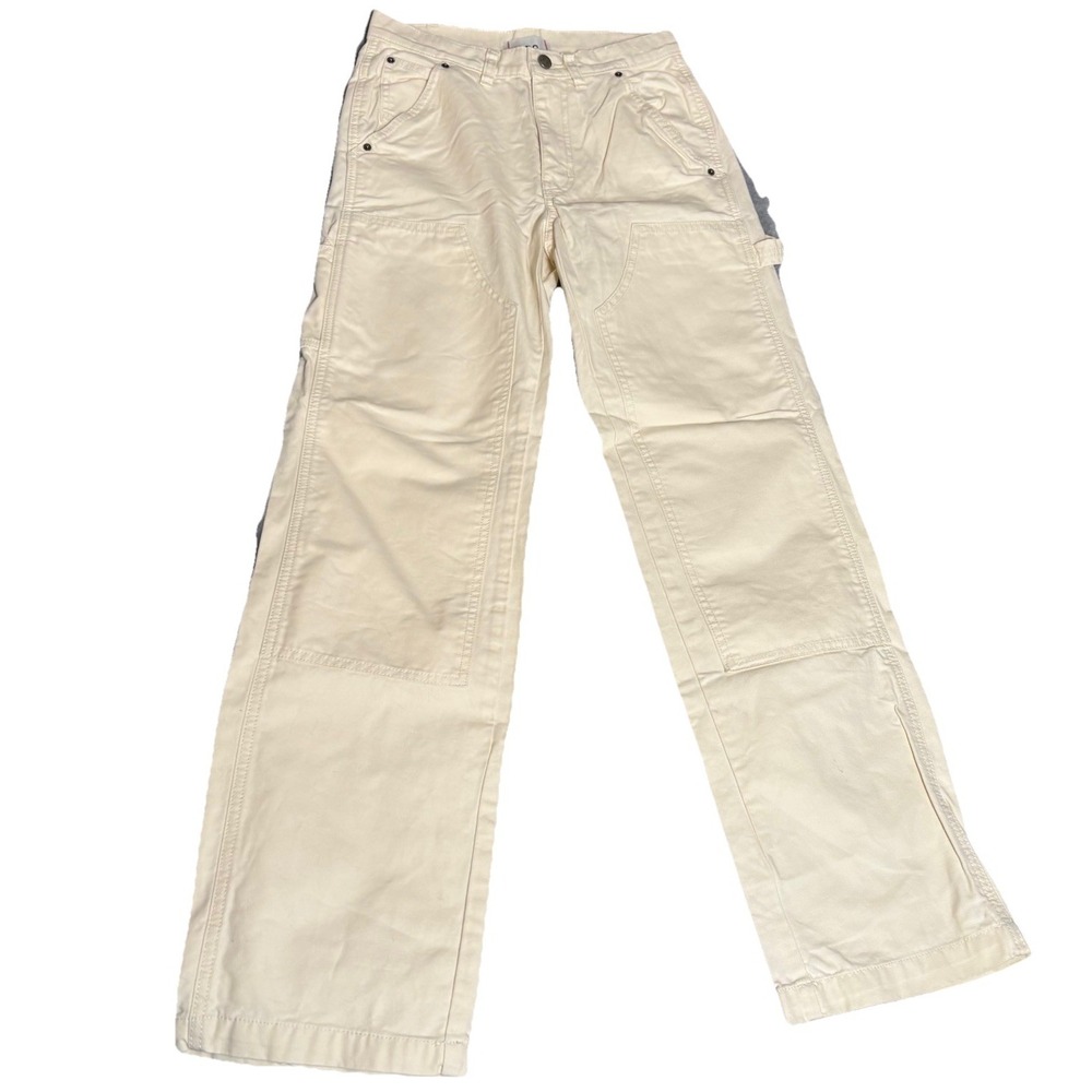 BDG Urban Outfitters Ivory Canvas Carpenter Jeans Size 25x30 Cotton Double Knee‎